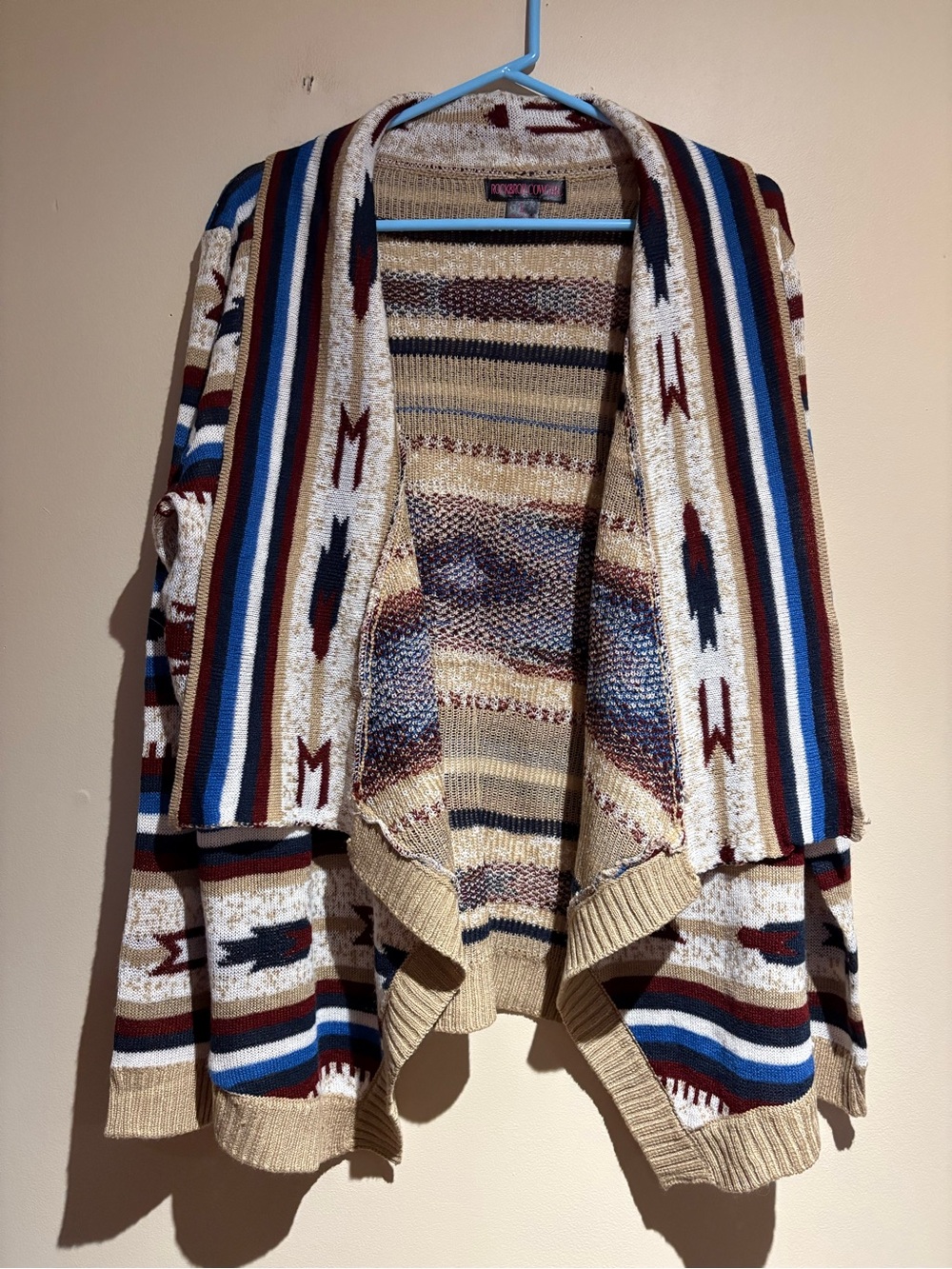 Rock & Roll Cowgirl Aztec Open Front Cardigan Southwestern Size Large